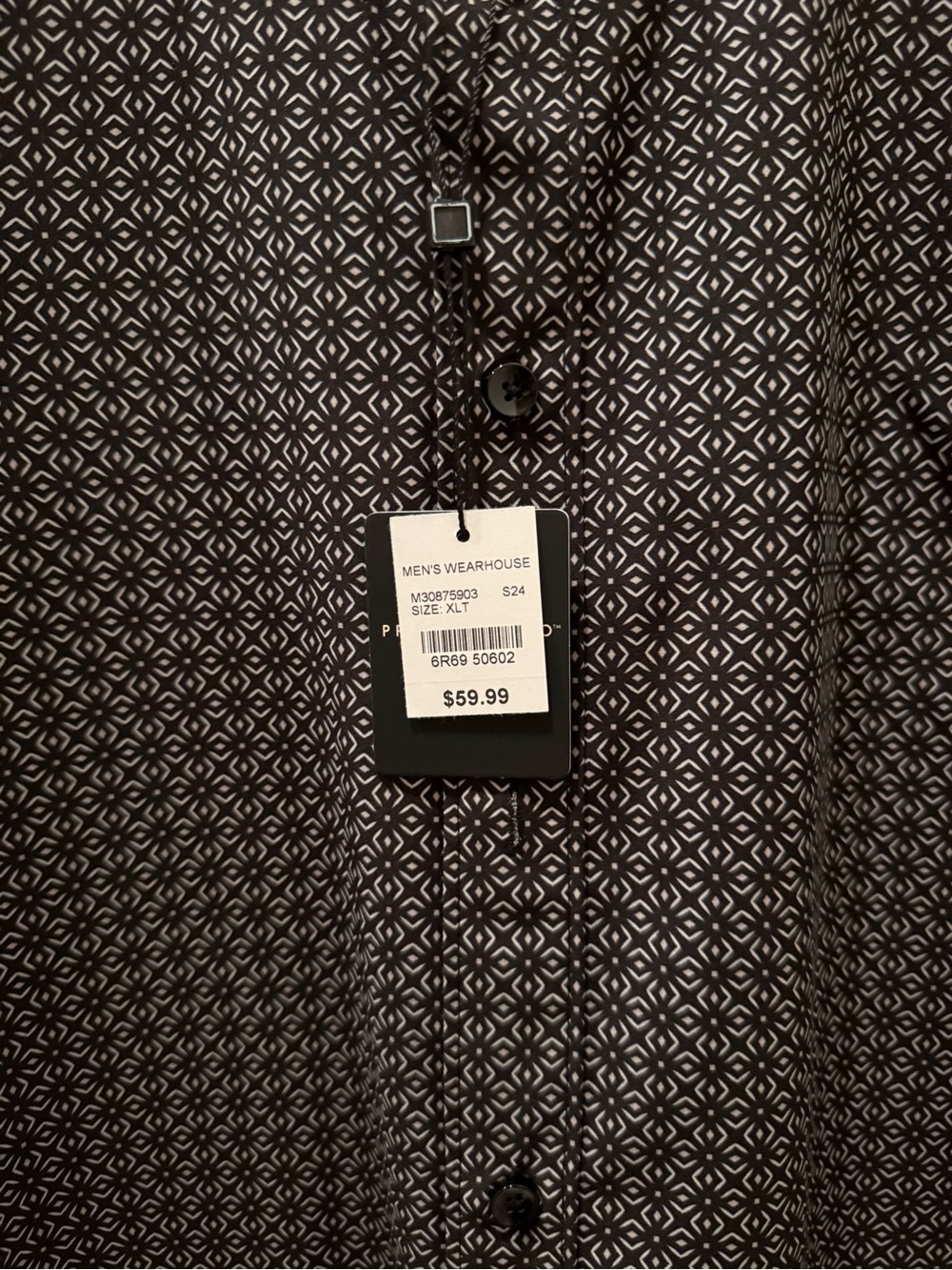 Pronto Uomo Men’s XLT Tall Black Geometric Short Sleeve Button Down NWT - Picture 4 of 6